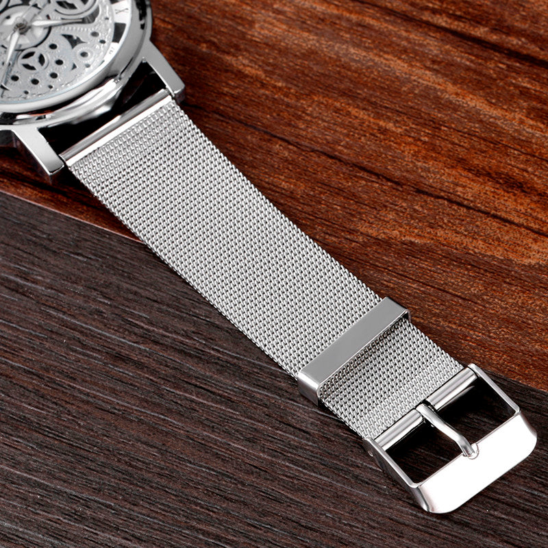 Montre acer brossé bracelet malle mlanase cadran argent