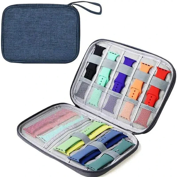 Etui toile bleu marine portable organisateur montre neuf