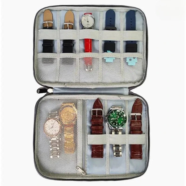 Etui toile bleu marine portable organisateur montre neuf
