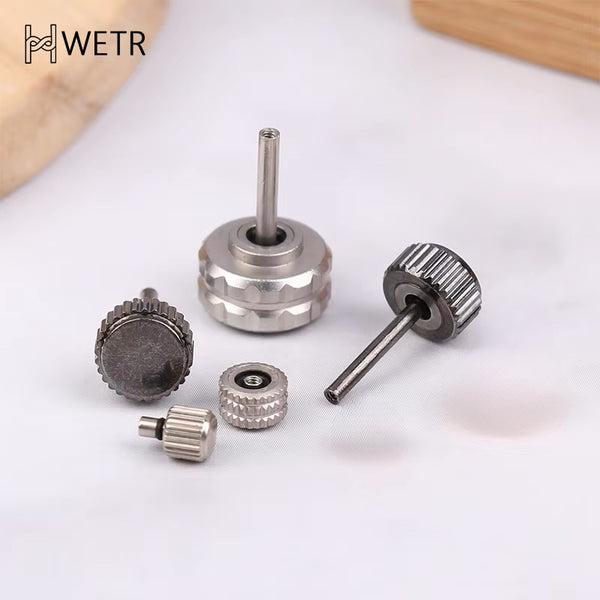 Lot d'assortiment de 100 couronnes métal chromées pour montres neuf