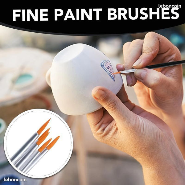 10 pinceaux ronds manche bois de dessin neuf