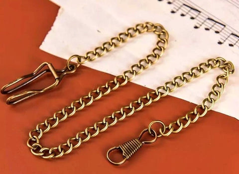 Chaine montre gousset métal Design rétro, couleur bronze neuve
