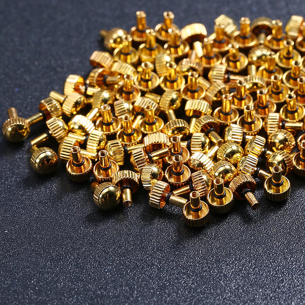 Lot 100 couronnes tube vissé montre metal doré 3,5 mm neuf