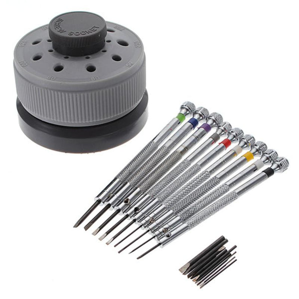 Kit 13 Pièces Tournevis De Précision 0.6-2.0mm Avec Démagnétiseur - Outils Horlogerie Montre Téléphone